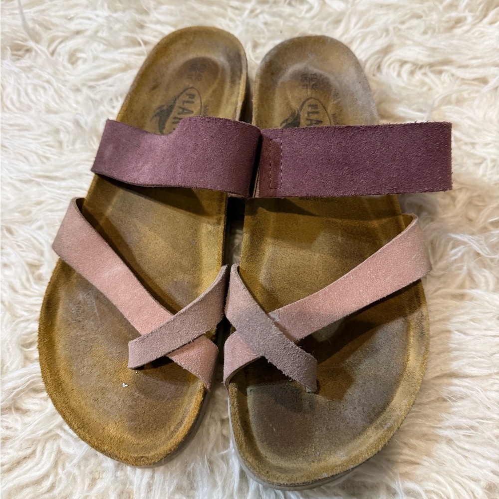 Women's Suede Sandals - Pink and Brown